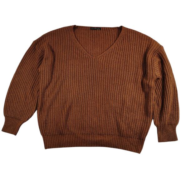 Emery Rose Women's Cable Knit Sweater Brown - Size: XL - Picture 1 of 10